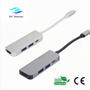 USB Type c / HDMI หญิง + 2 * USB3.0 หญิง + SD + TF ตัวแปลงรหัส: FEF-USBIC-022